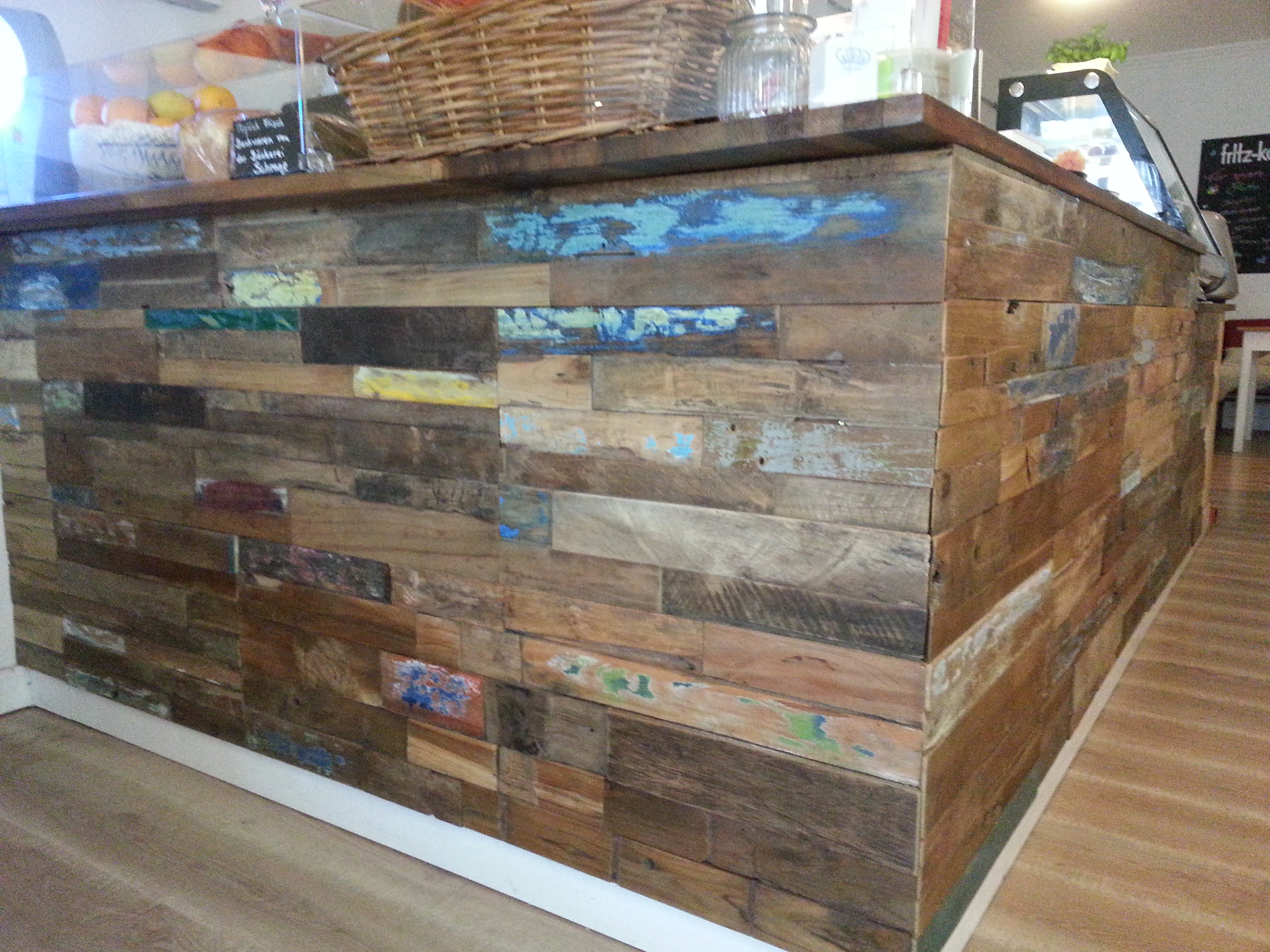 Holzwand Boat - Teakholz - Tresen Cafe